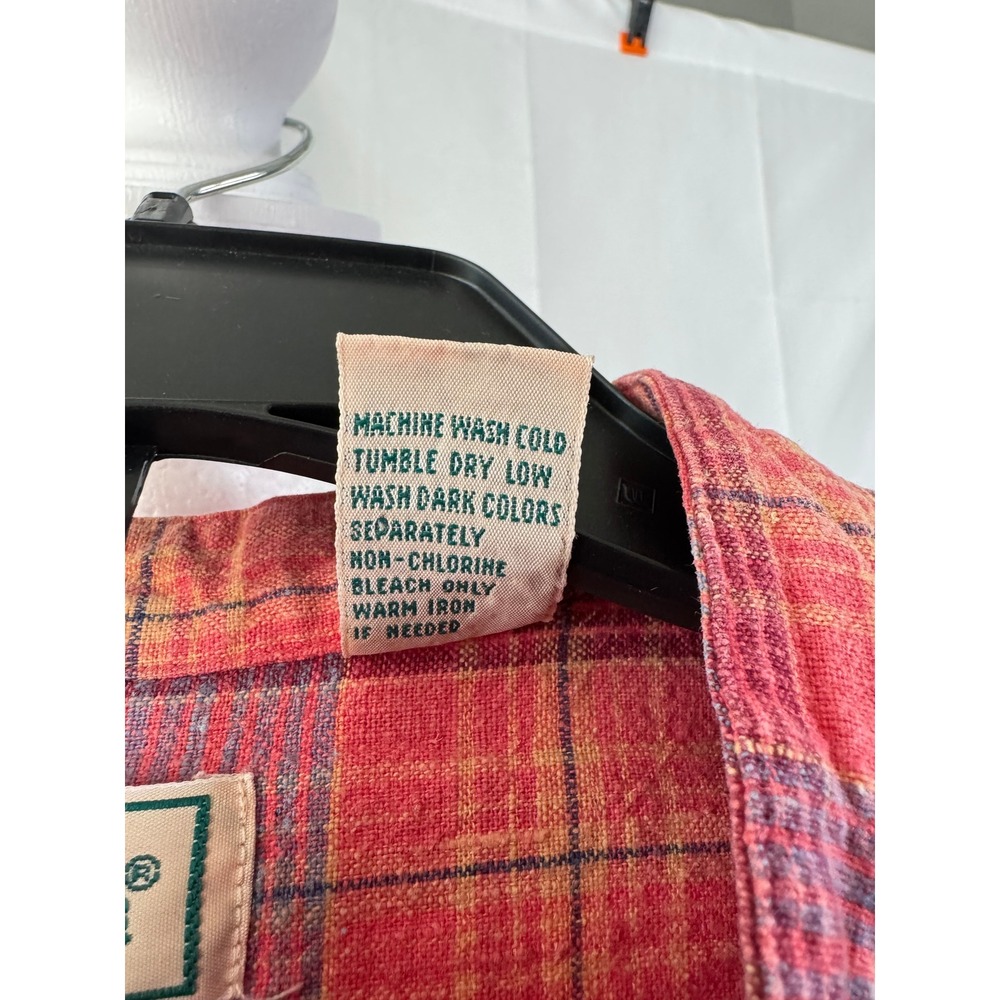 LL Bean Plaid Button Down Shirt Women's XL Linen Blend - Picture 4 of 5